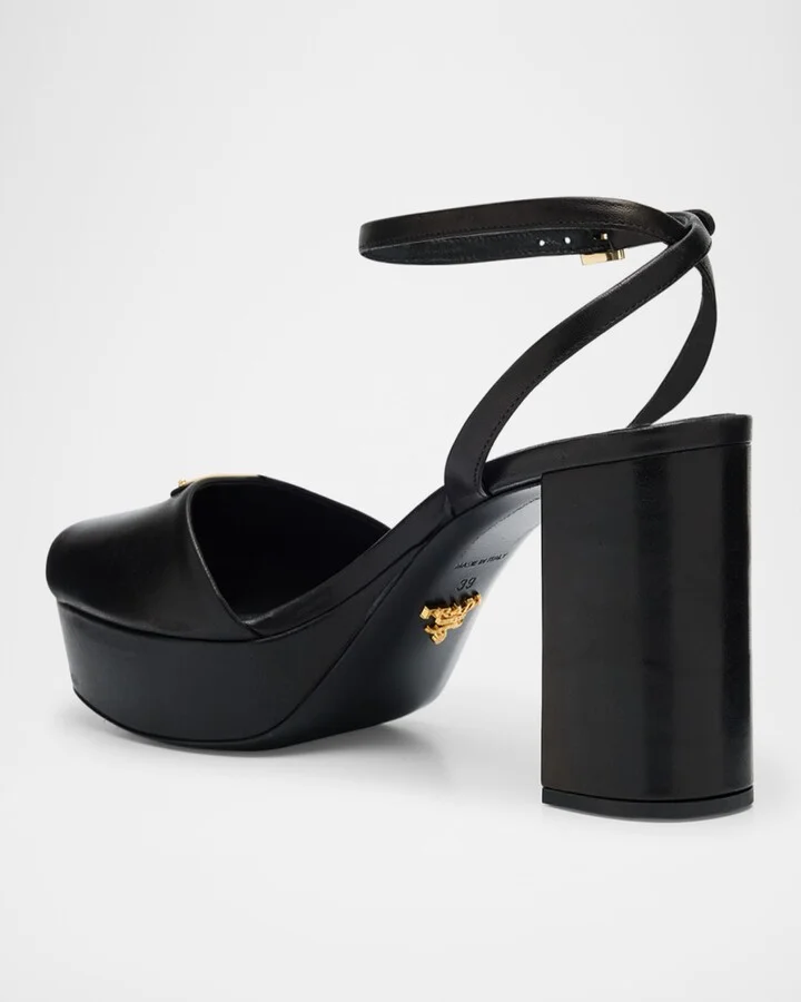 Nappa Triangle Peep-Toe Platform Sandals - Image 4