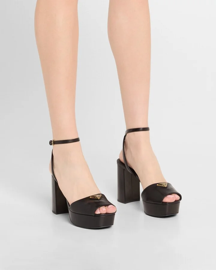 Nappa Triangle Peep-Toe Platform Sandals - Image 10