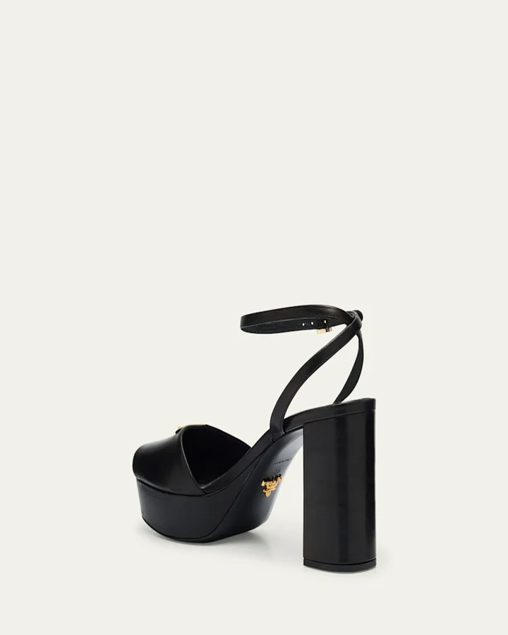 Nappa Triangle Peep-Toe Platform Sandals - Image 3