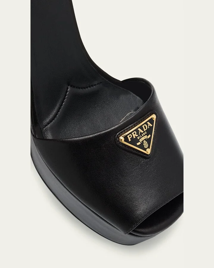 Nappa Triangle Peep-Toe Platform Sandals - Image 7