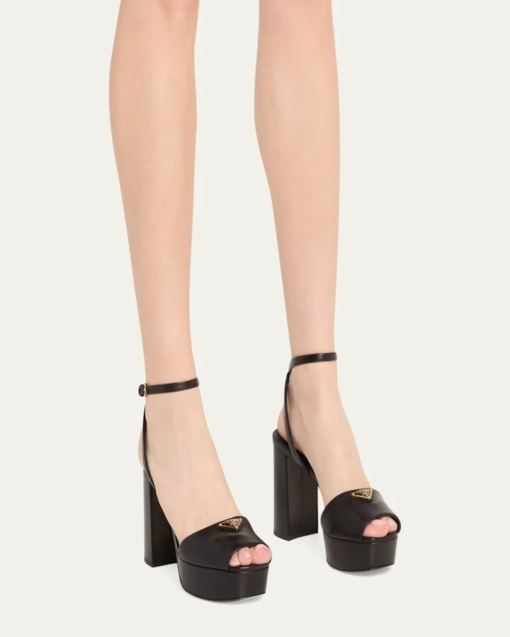 Nappa Triangle Peep-Toe Platform Sandals - Image 8