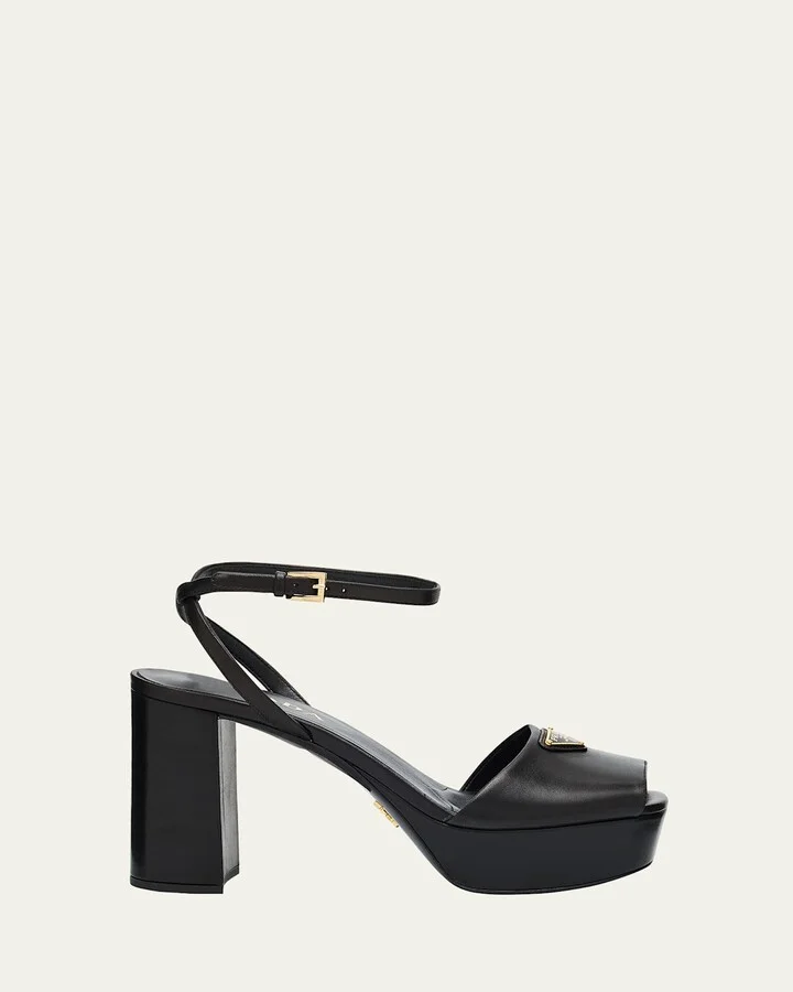Nappa Triangle Peep-Toe Platform Sandals