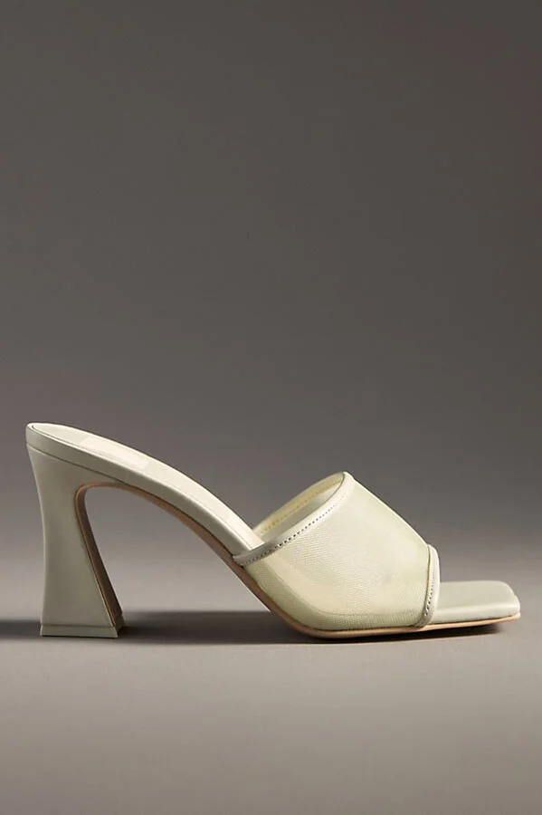 Narda Mesh Square-Toe Sculpted Heel Mules