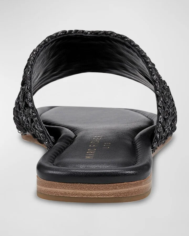 Narda Woven Raffia Flat Slide Sandals - Image 5