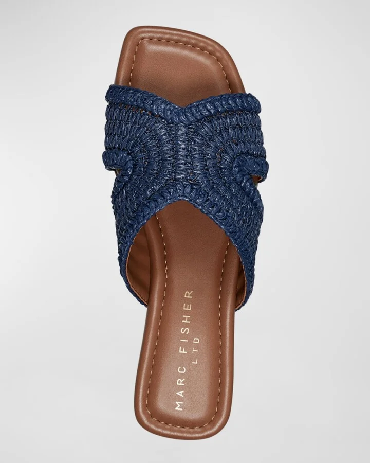 Narda Woven Raffia Flat Slide Sandals - Image 6