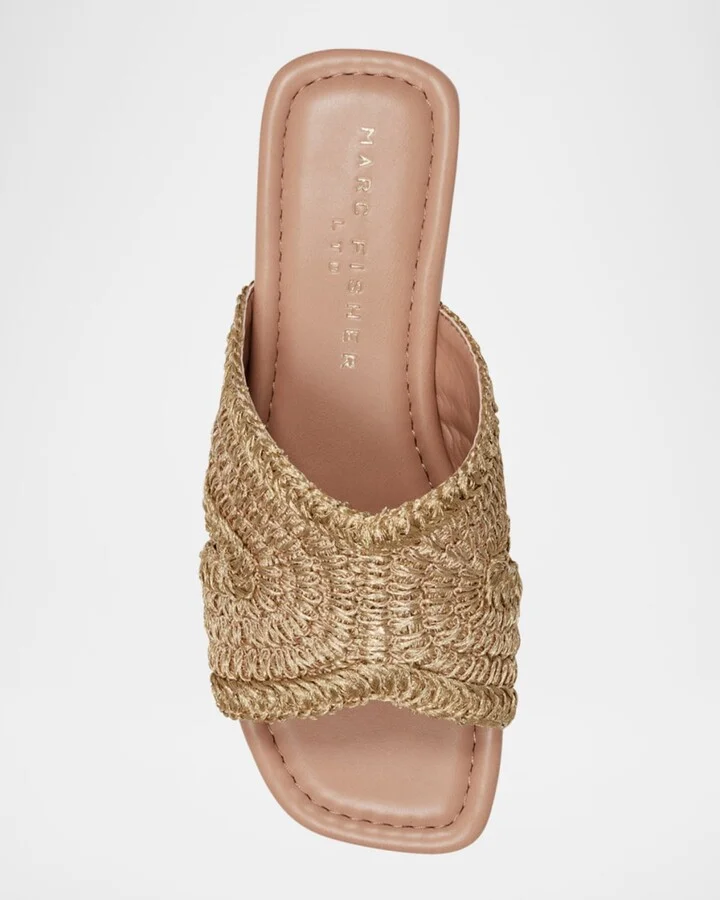 Narda Woven Raffia Flat Slide Sandals - Image 8