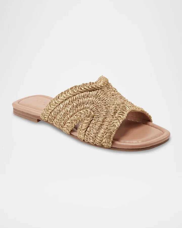 Narda Woven Raffia Flat Slide Sandals - Image 9