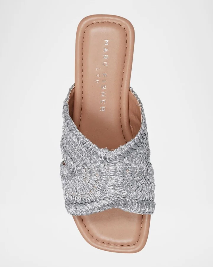 Narda Woven Raffia Flat Slide Sandals - Image 11