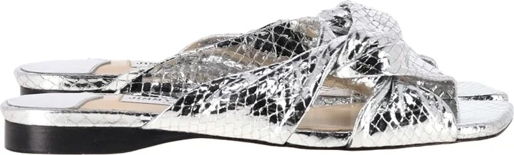 Narisa Candy Wrap Flats in Silver Leather