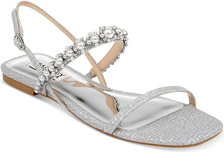 Natalee Womens Metallic Embellished Slingback Sandals
