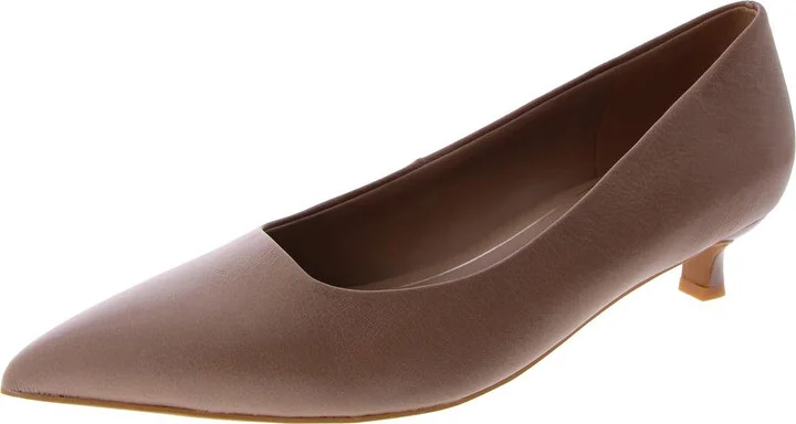 Natalia Womens Leather Pointed Toe Kitten Heels