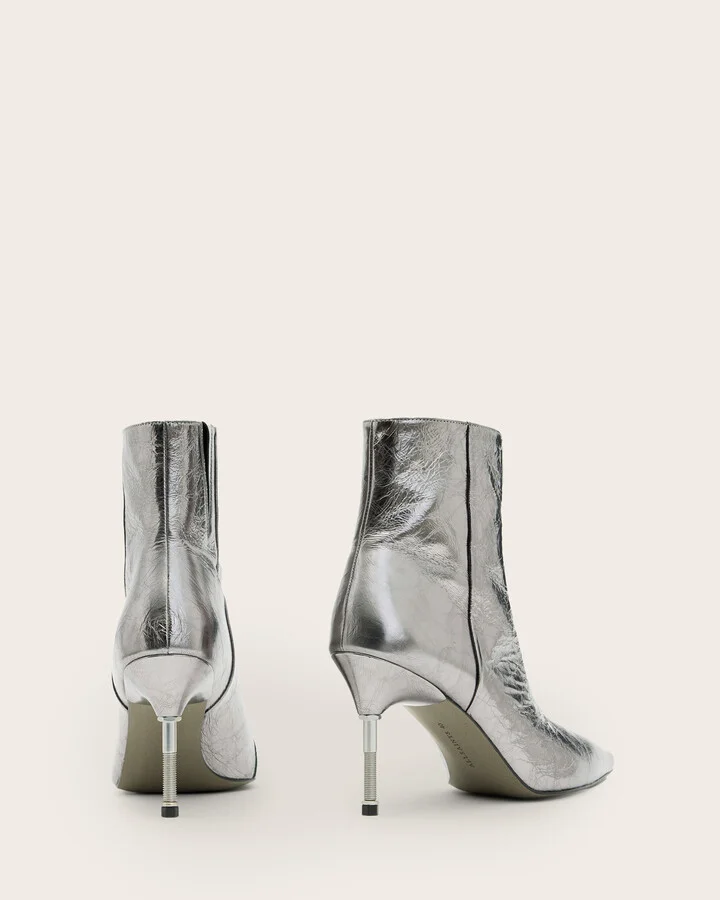 Natasha Pointed Metallic Leather Boots - Image 6