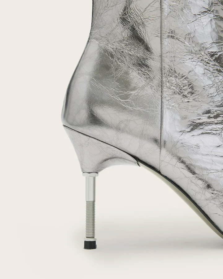 Natasha Pointed Metallic Leather Boots - Image 5