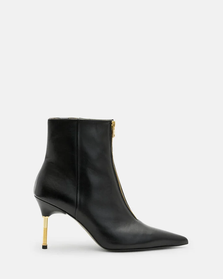 Natasha Pointed Zip Up Leather Boots - Image 2