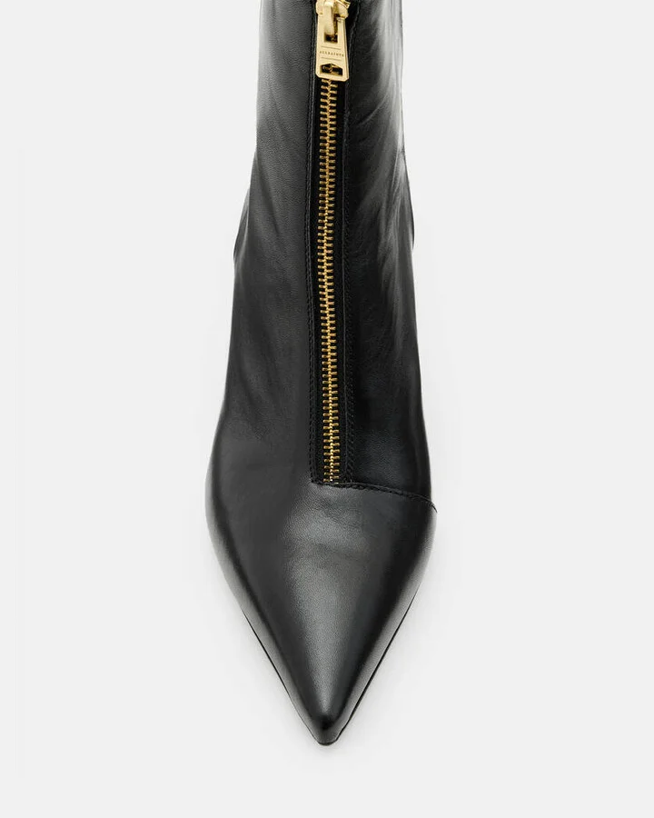 Natasha Pointed Zip Up Leather Boots - Image 3