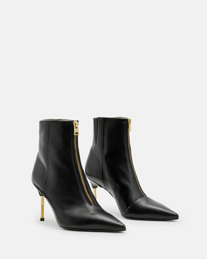Natasha Pointed Zip Up Leather Boots - Image 5