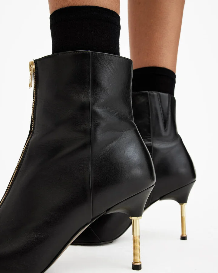 Natasha Pointed Zip Up Leather Boots - Image 6