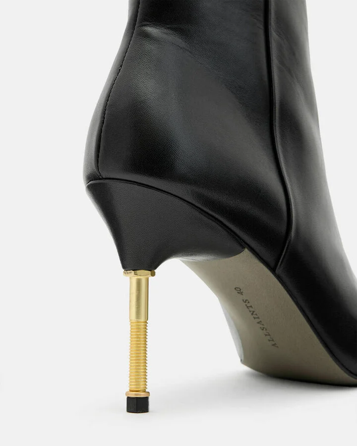 Natasha Pointed Zip Up Leather Boots - Image 7