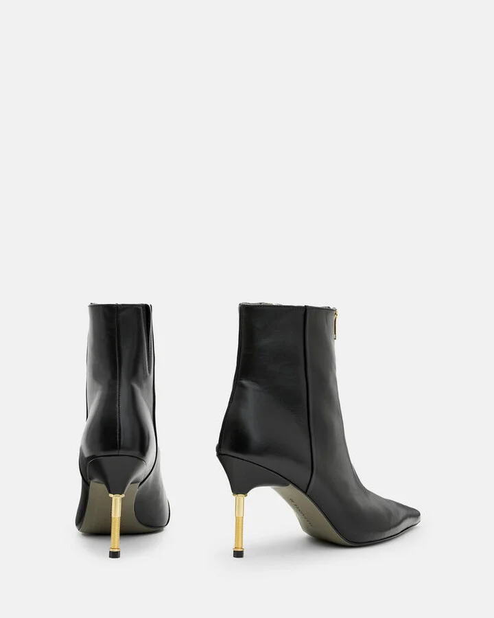 Natasha Pointed Zip Up Leather Boots - Image 8