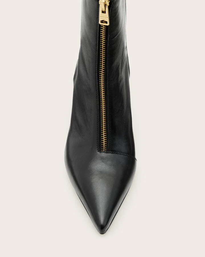 Natasha Pointed Zip Up Leather Boots - Image 3