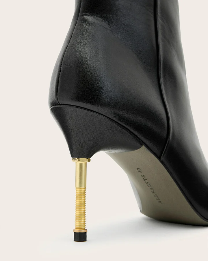 Natasha Pointed Zip Up Leather Boots - Image 5