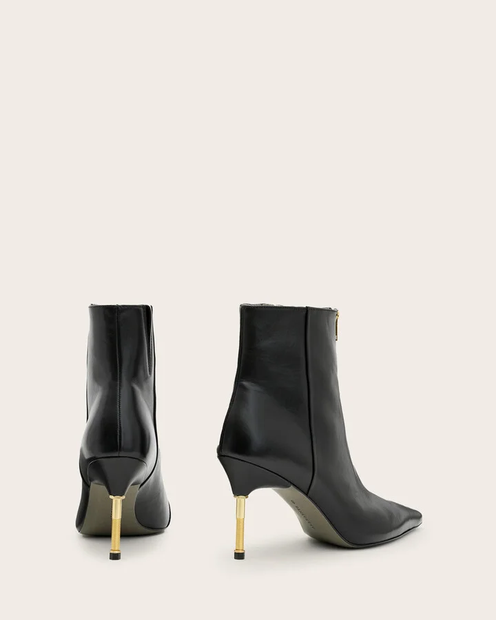 Natasha Pointed Zip Up Leather Boots - Image 7