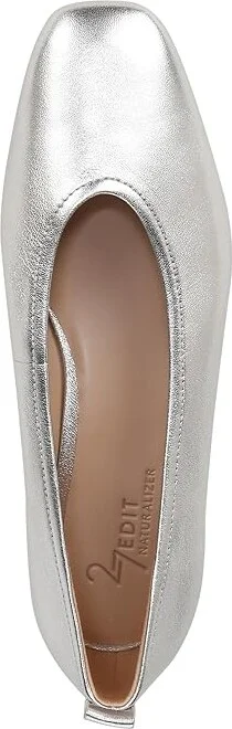 Naturalizer 27 Edit Carla Women's Flat Shoes Silver Leather : 7 W (C), Leather/Suede - Image 2