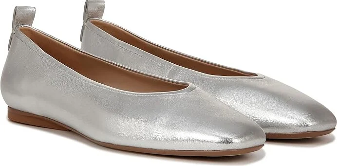 Naturalizer 27 Edit Carla Women's Flat Shoes Silver Leather : 7 W (C), Leather/Suede