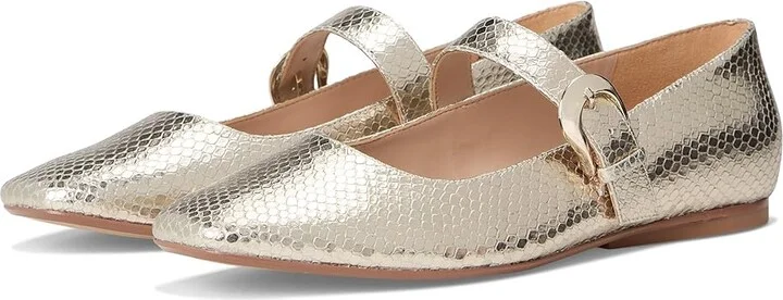 Naturalizer 27 Edit Carter Women's Flat Shoes Champagne Metallic Snake Print Leather : 8 M (B)