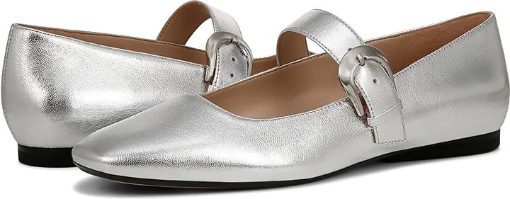 Naturalizer 27 Edit Carter Women's Flat Shoes Silver Leather : 10 M (B), Leather/Rubber - Image 5