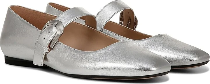 Naturalizer 27 Edit Carter Women's Flat Shoes Silver Leather : 10 M (B), Leather/Rubber