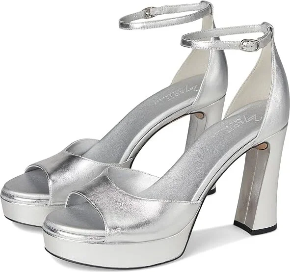 Naturalizer 27 Edit Delphie Women's Sandals Silver Leather : 8.5 M (B)