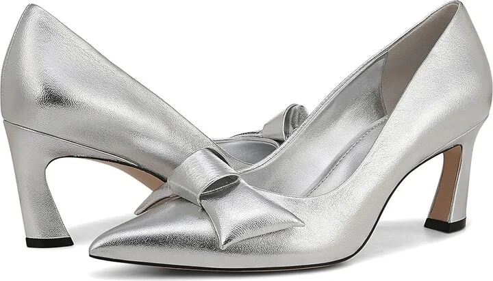Naturalizer 27 Edit Emery-Bow High Women's Heels Silver Leather : 7 M (B) - Image 5