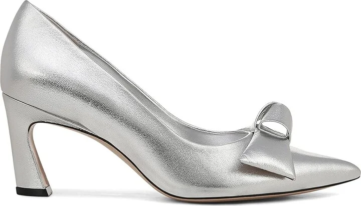 Naturalizer 27 Edit Emery-Bow High Women's Heels Silver Leather : 7 M (B) - Image 7