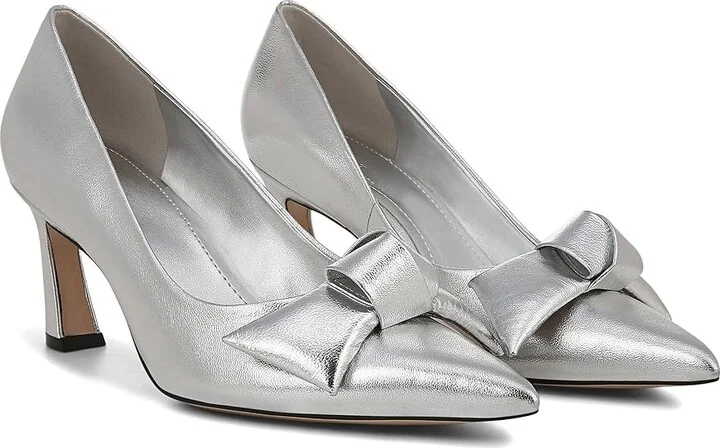 Naturalizer 27 Edit Emery-Bow High Women's Heels Silver Leather : 7 M (B)
