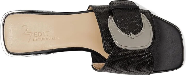 Naturalizer 27 Edit Naomi2 Slides Women's Sandals Black Straw Fabric : 5 M (B), Synthetic - Image 2