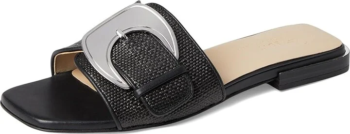 Naturalizer 27 Edit Naomi2 Slides Women's Sandals Black Straw Fabric : 5 M (B), Synthetic - Image 5