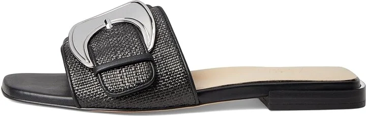 Naturalizer 27 Edit Naomi2 Slides Women's Sandals Black Straw Fabric : 5 M (B), Synthetic - Image 6