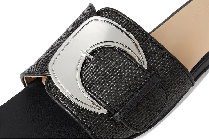 Naturalizer 27 Edit Naomi2 Slides Women's Sandals Black Straw Fabric : 5 M (B), Synthetic - Image 7