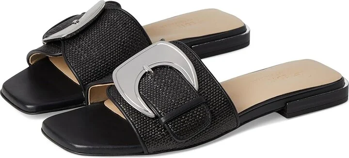Naturalizer 27 Edit Naomi2 Slides Women's Sandals Black Straw Fabric : 5 M (B), Synthetic
