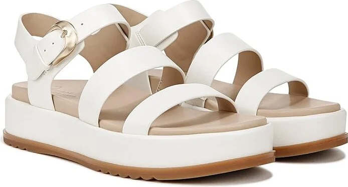 Naturalizer 27 Edit Zizi Ankle Straps Women's Sandals White Faux Leather : 8.5 M (B), Rubber