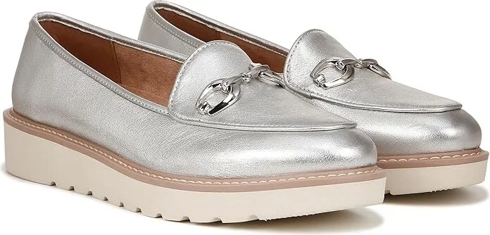 Naturalizer Adiline-Bit Women's Flat Shoes Silver Leather : 11 W (C)