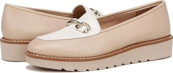 Naturalizer Adiline-Bit Women's Flat Shoes Tan White Leather : 8.5 M (B)