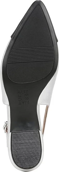 Naturalizer Banks Slingbacks High Women's Heels Silver/Black Leather : 9 W (C) - Image 3