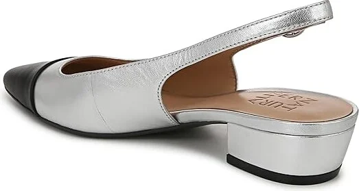 Naturalizer Banks Slingbacks High Women's Heels Silver/Black Leather : 9 W (C) - Image 4