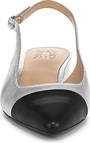 Naturalizer Banks Slingbacks High Women's Heels Silver/Black Leather : 9 W (C) - Image 5