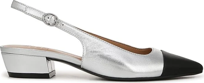 Naturalizer Banks Slingbacks High Women's Heels Silver/Black Leather : 9 W (C) - Image 7