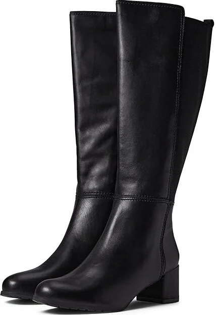 Naturalizer Brent Weatherproof Knee High Boot Women's Boots Black Leather Wide Calf : 6 M (B), Leather/Textile