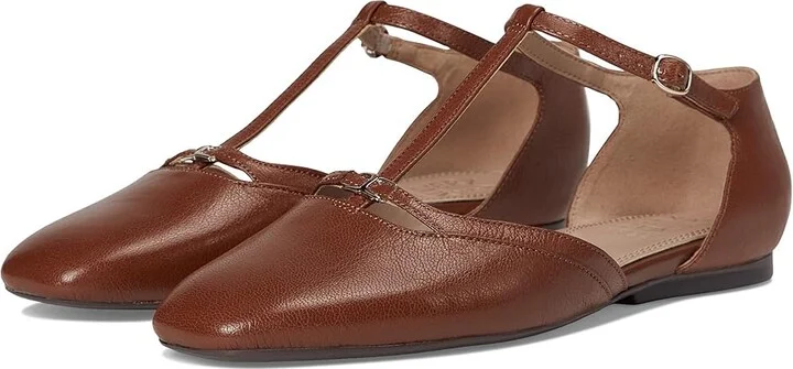 Naturalizer Caresse Women's Flat Shoes Caramel Brown Leather : 8.5 W (C)