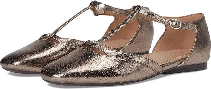 Naturalizer Caresse Women's Flat Shoes Pewter Leather : 9.5 W (C)